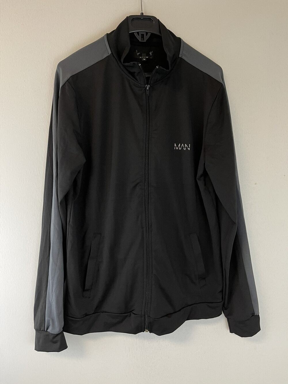 Boohoo Sweater Mens Large Sweatshirt Full Zip Black Pullover Jacket N216